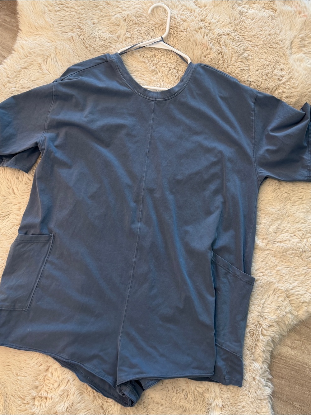 Women’s Hot Shot Tee Romper Relaxed Pocket - Slate Blue Sz m